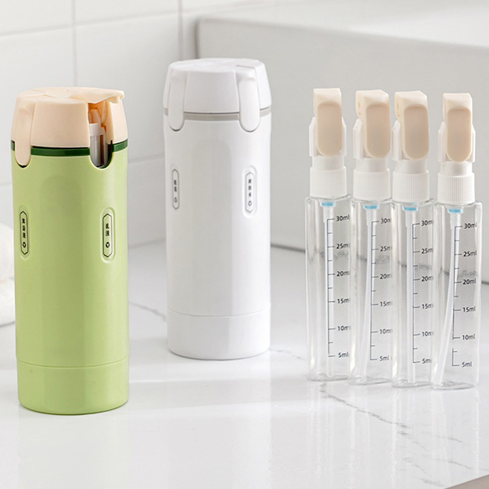 Dry Shampoo Travel - Dispenser Cairan Perjalanan 4-in-1 Sistem Botol