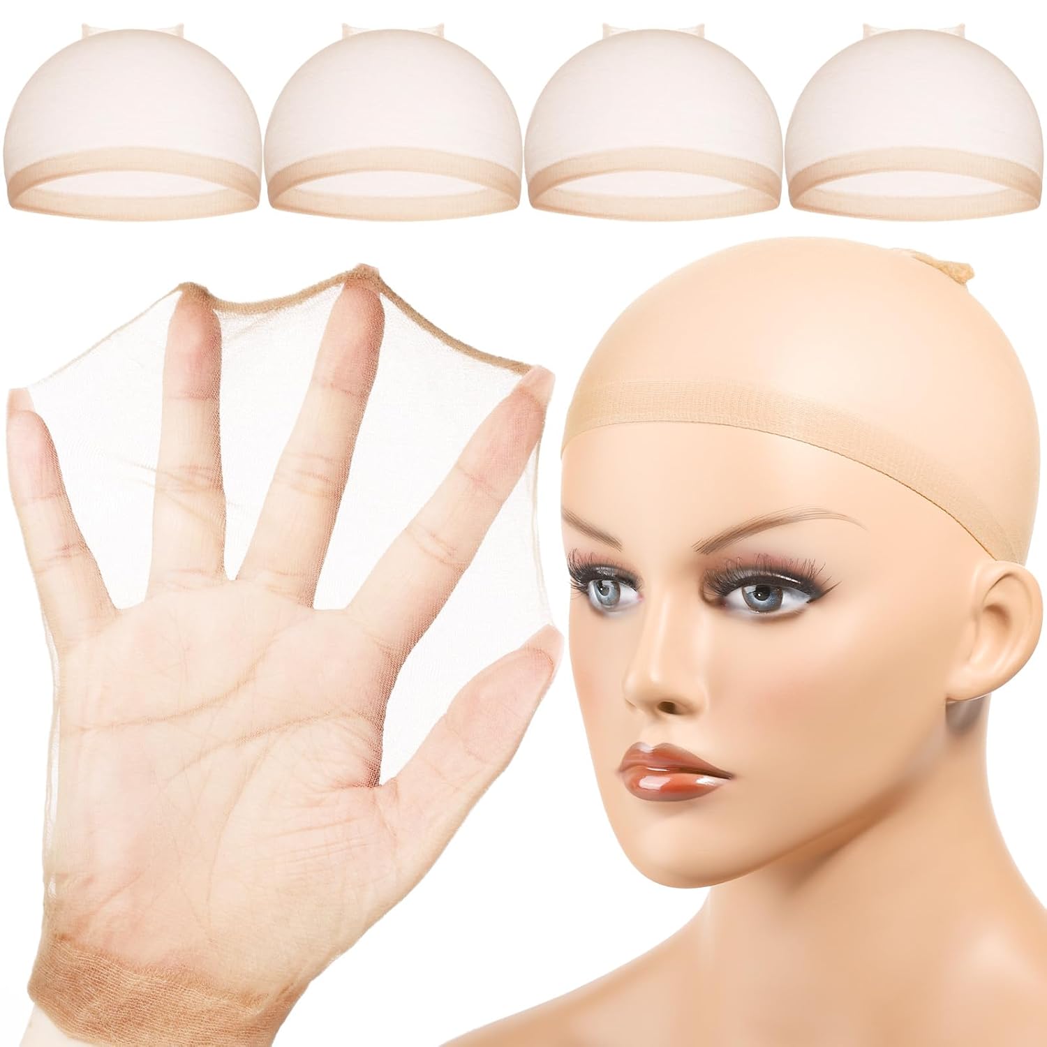 4/12 pcs Jaring Rambut Wig Nyl - Wig Cap Stocking ulasan dan harga